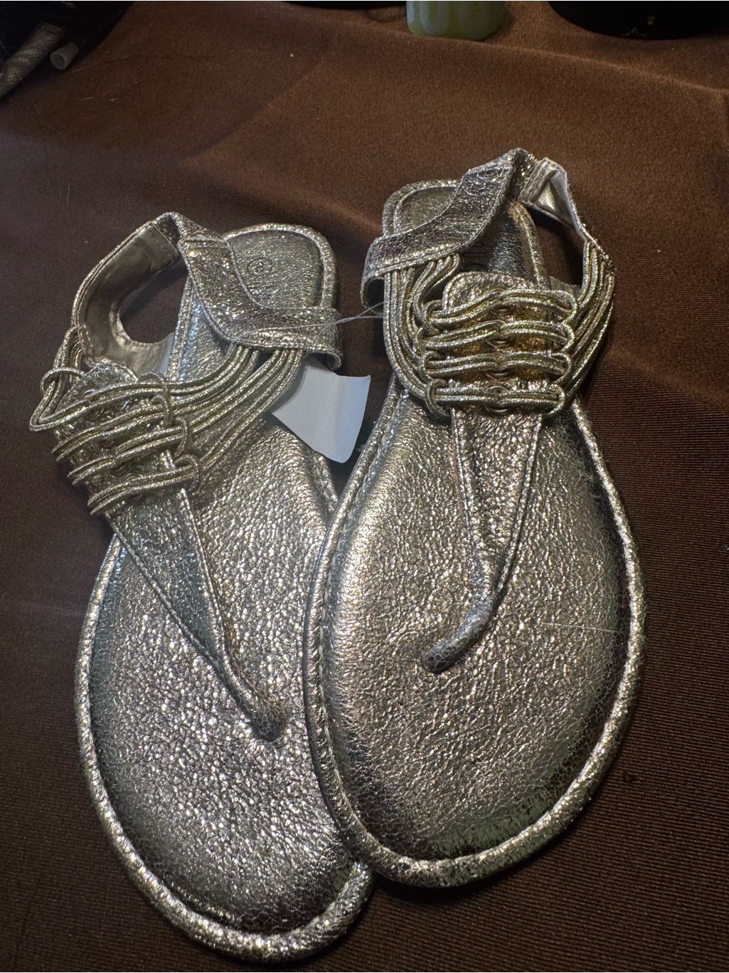 Rouge Helium Metallic Summer Flat Thong Sandals In Womens Size 8 Nwt